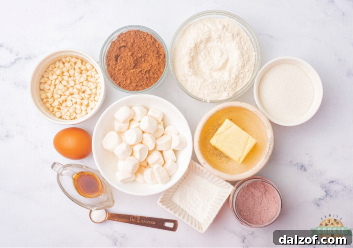Ingredients in Red Velvet Marshmallow Cookies.