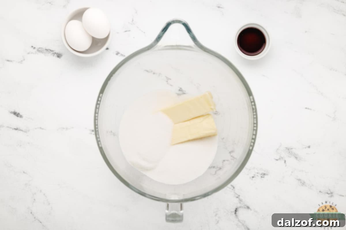Cream butter and sugar.