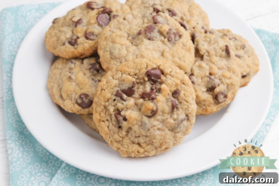 Eggless Oatmeal Chocolate Chip Cookies are soft, chewy and have the perfect consistency - you can't even tell there aren't any eggs in the recipe! Best eggless cookie recipe ever!
