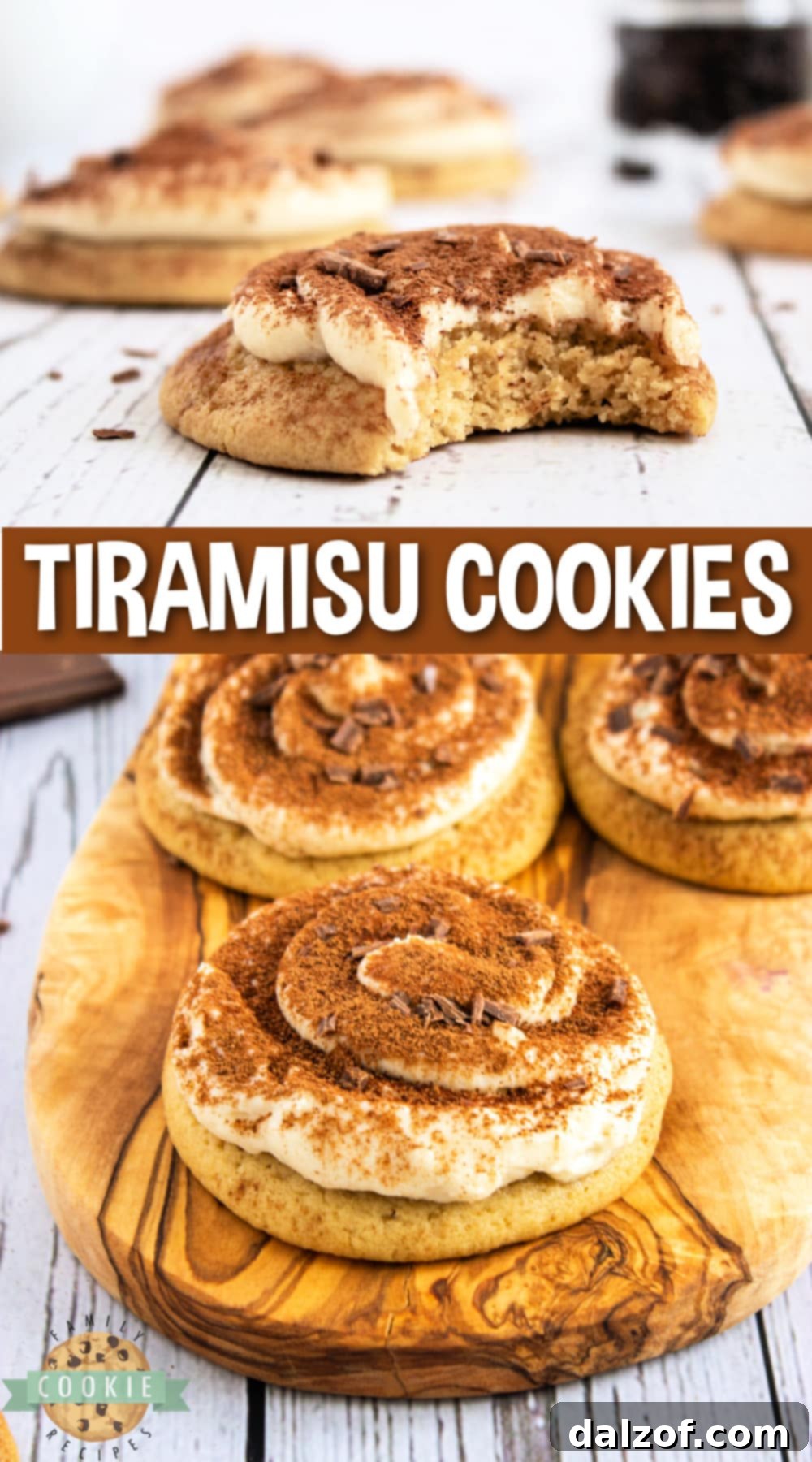 Soft Tiramisu Cookies are thick, chewy coffee cookies topped with a creamy mascarpone frosting and dusted with cocoa powder. Soft cookies that taste like your favorite Italian dessert! 