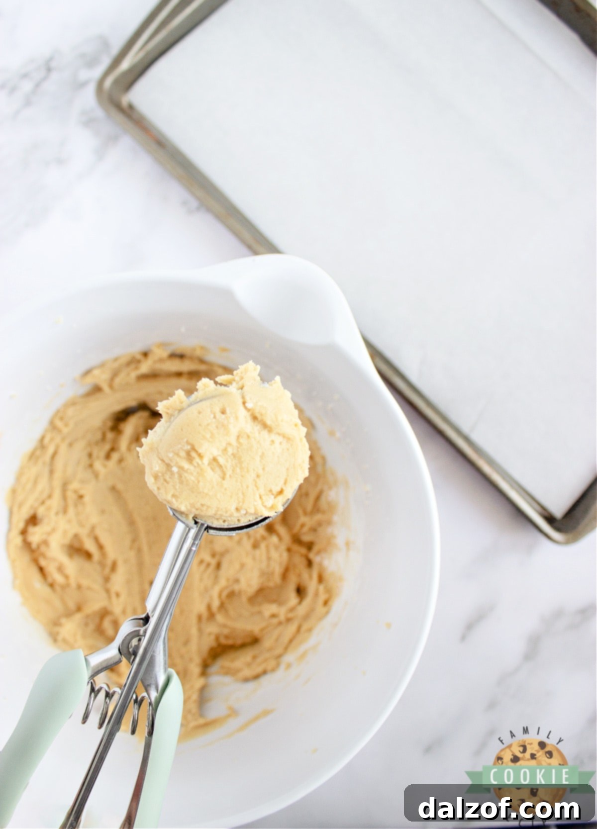 Scoop the cookie dough onto a baking sheet.