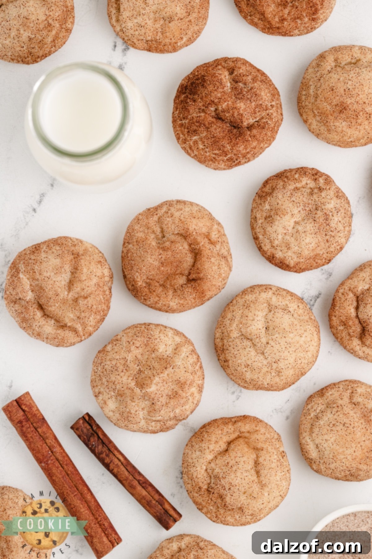 Velvety Cream Cheese Snickerdoodle Delights 4 Snickerdoodles made with cream cheese and powdered sugar.