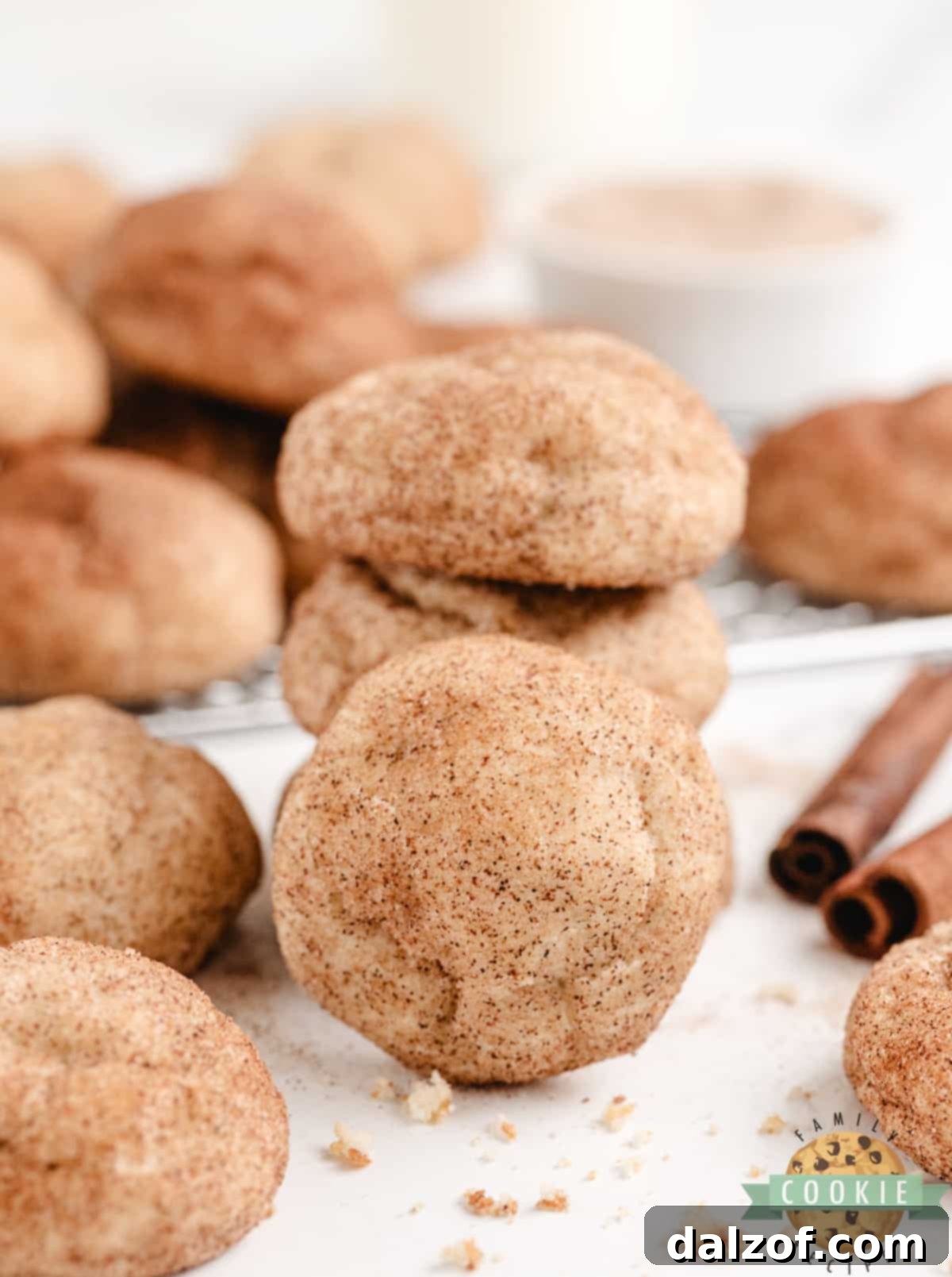 Velvety Cream Cheese Snickerdoodle Delights 8 Thick and soft cinnamon sugar cookies.