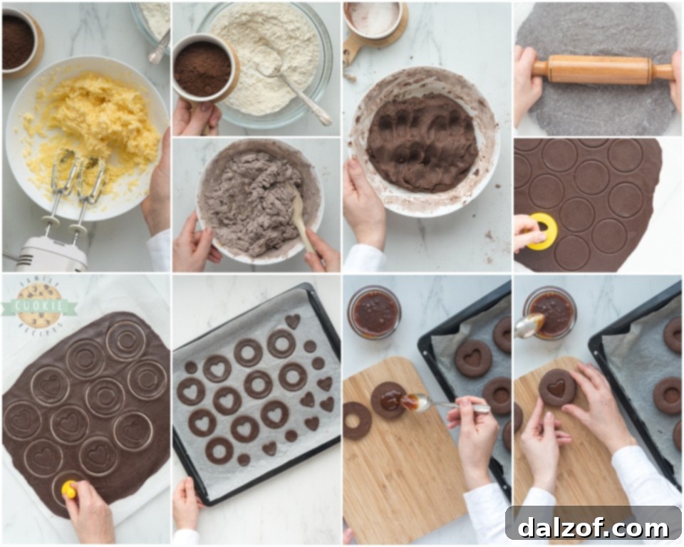 How to make Chocolate Caramel Linzer cookies
