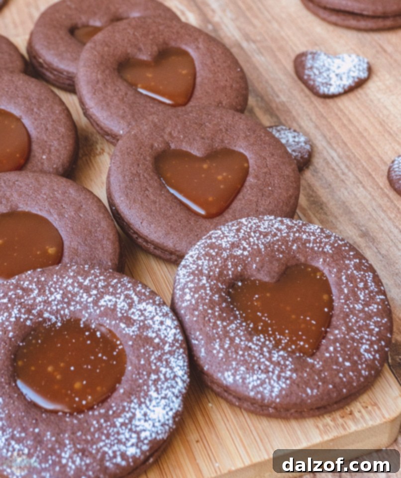 How to make Chocolate Caramel Linzer cookies