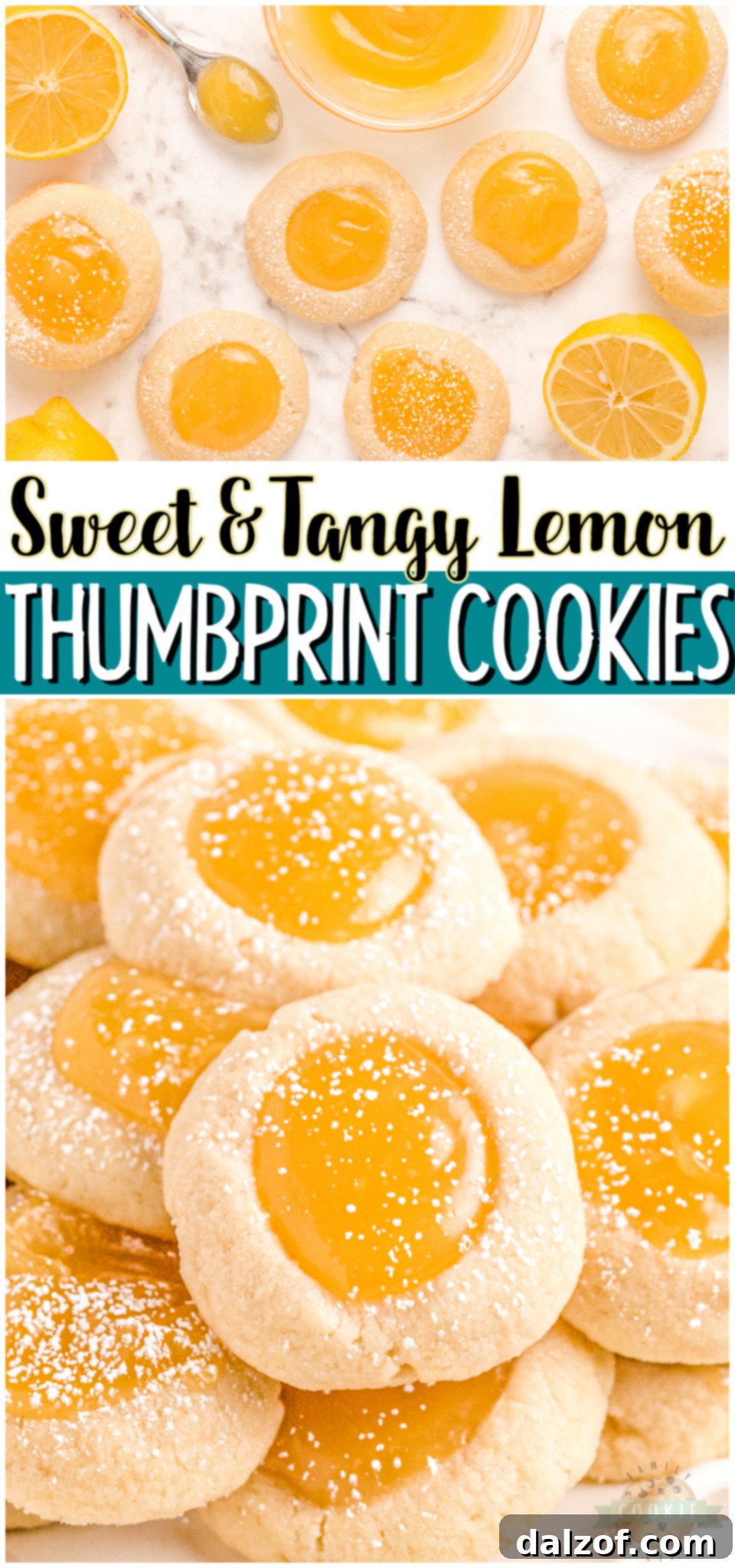 Lemon thumbprint cookies made with buttery soft cookies & filled with creamy lemon curd! Perfectly sweet & tart thumbprint cookies with bright lemon flavor.