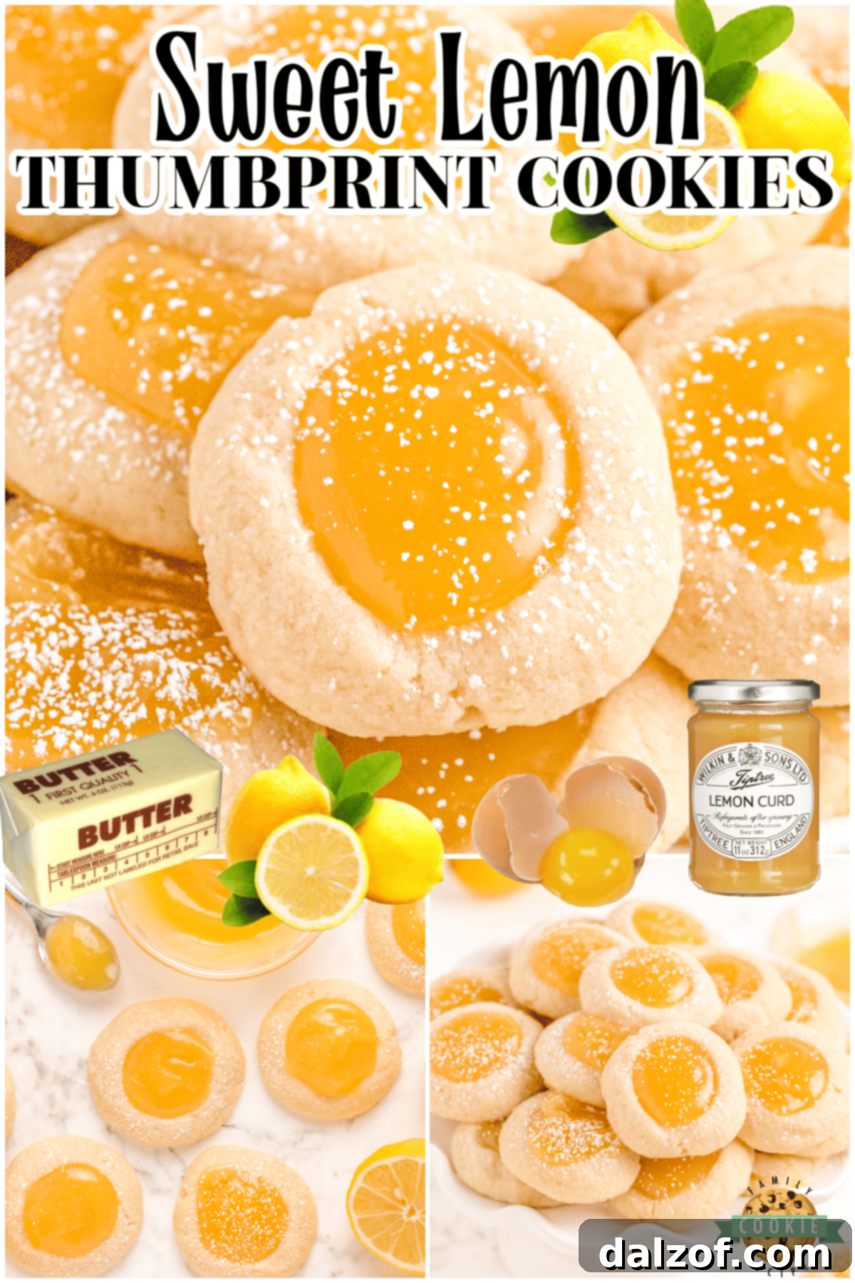 Lemon thumbprint cookies made with buttery soft cookies & filled with creamy lemon curd! Perfectly sweet & tart thumbprint cookies with bright lemon flavor.