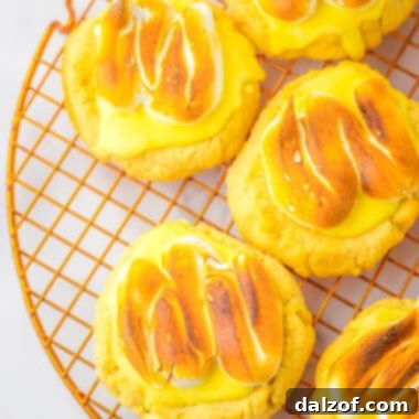 Lemon Meringue Pie Cookies on a cooling rack, freshly baked and ready for assembly