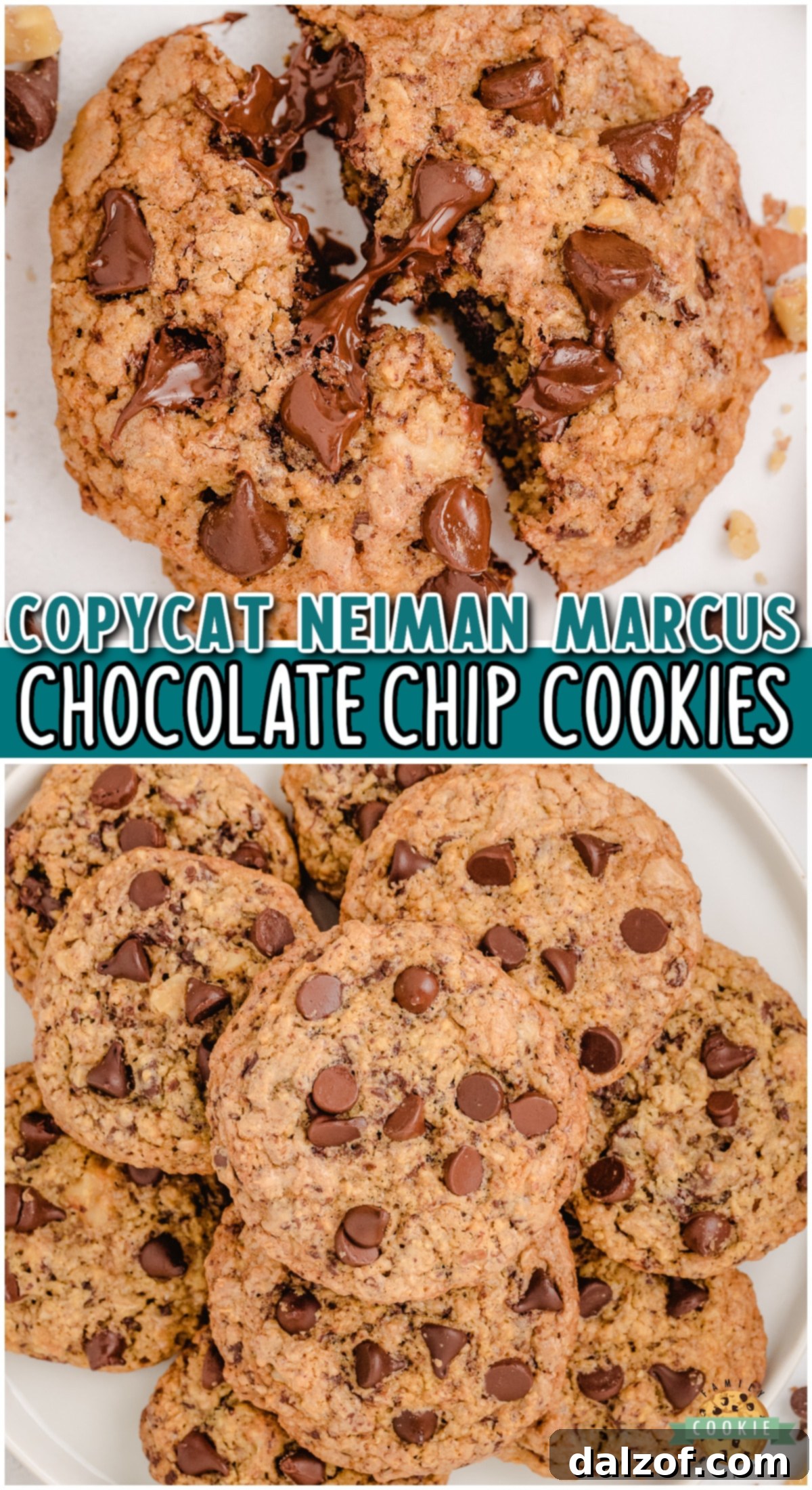 "Better Than" Neiman Marcus Cookies are fabulous oatmeal chocolate chip cookies made with grated chocolate! Thick & chewy oatmeal cookie recipe with great chocolate flavor that everyone loves! And bonus- the recipe is FREE!