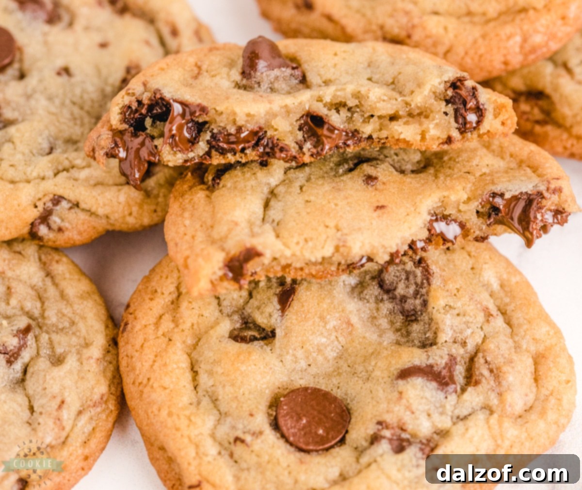 Freshly baked Nestle Toll House chocolate chip cookies on a cooling rack