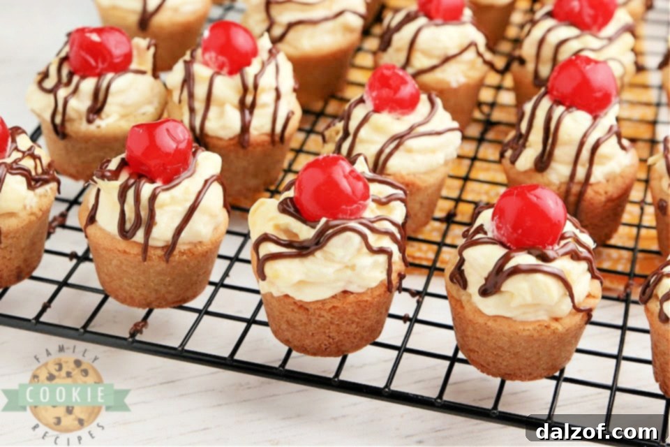 Close-up of freshly baked banana cookie cups, perfectly golden and ready for filling.