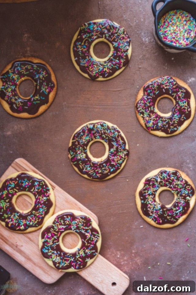 Ingredients for chocolate glazed donut cookies laid out on a kitchen counter.
