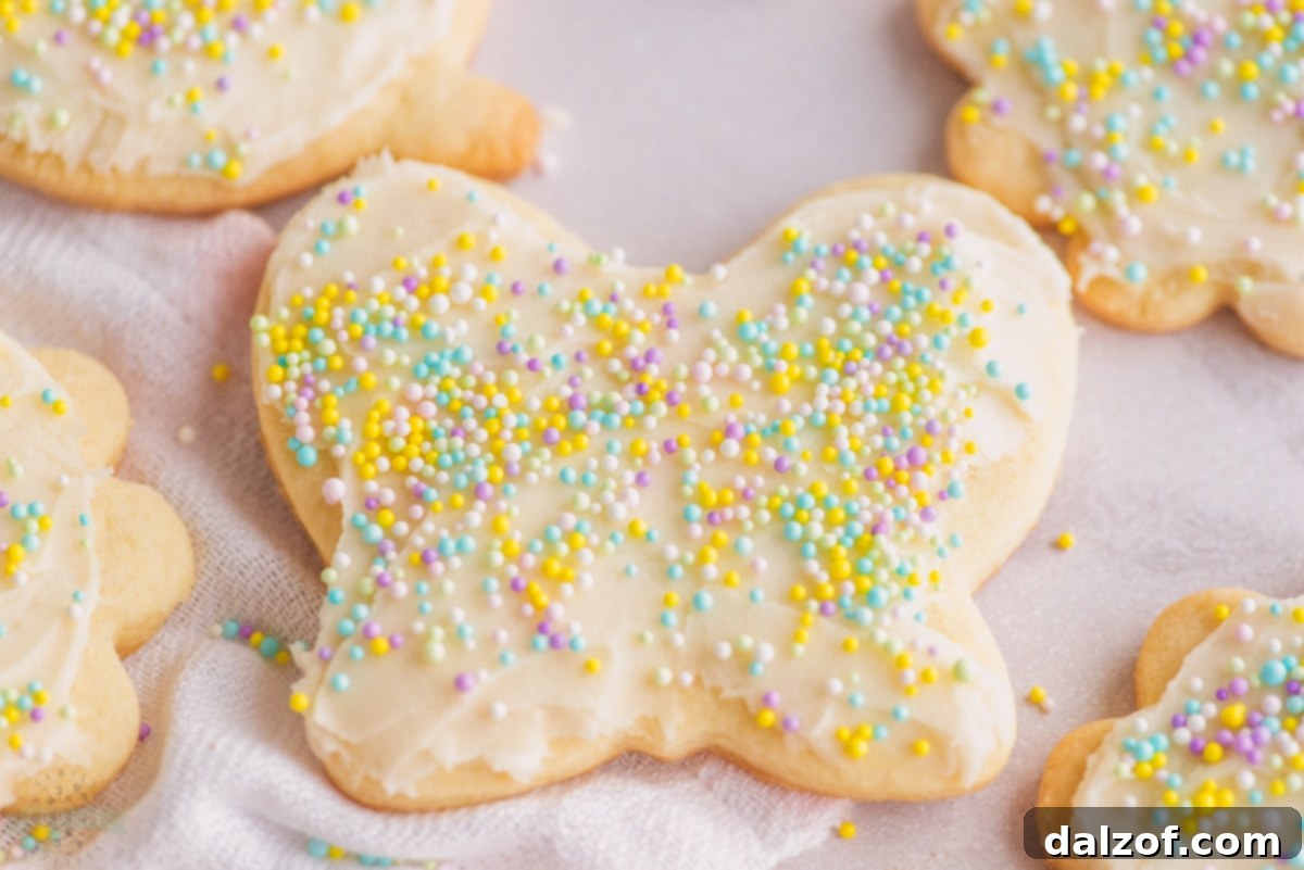 Platter of varied butter sugar cookies, some with sprinkles