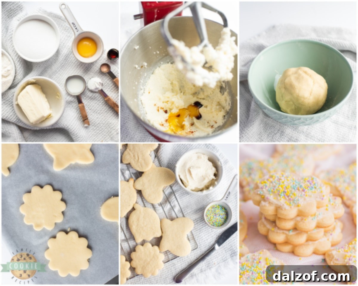 Step-by-step process of making butter sugar cookies