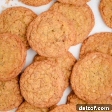 Close-up of toasted coconut cookies with walnuts, showcasing their texture and ingredients.