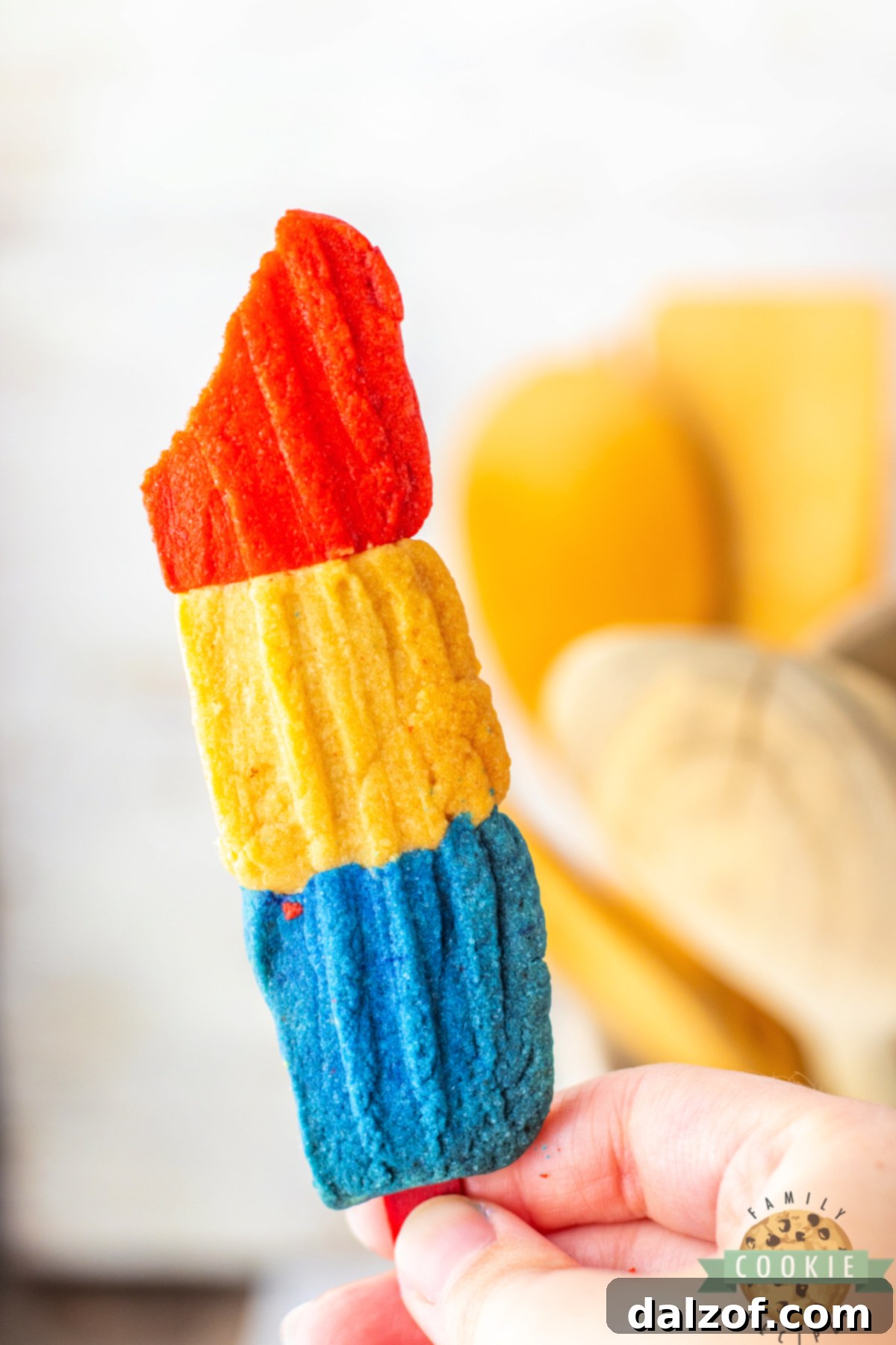 Patriotic cookie on a popsicle stick.