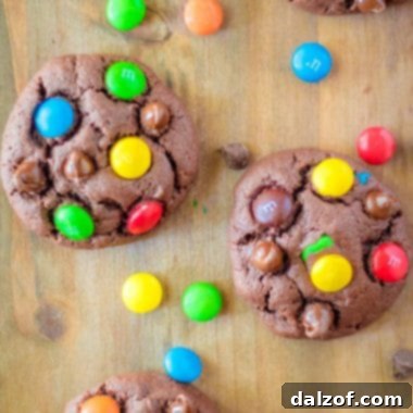 Triple Chocolate M&M Cookies recipe image.