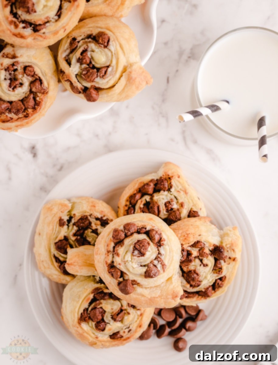 Baked Chocolate Chip Puff Pastry Cookies on a wire rack