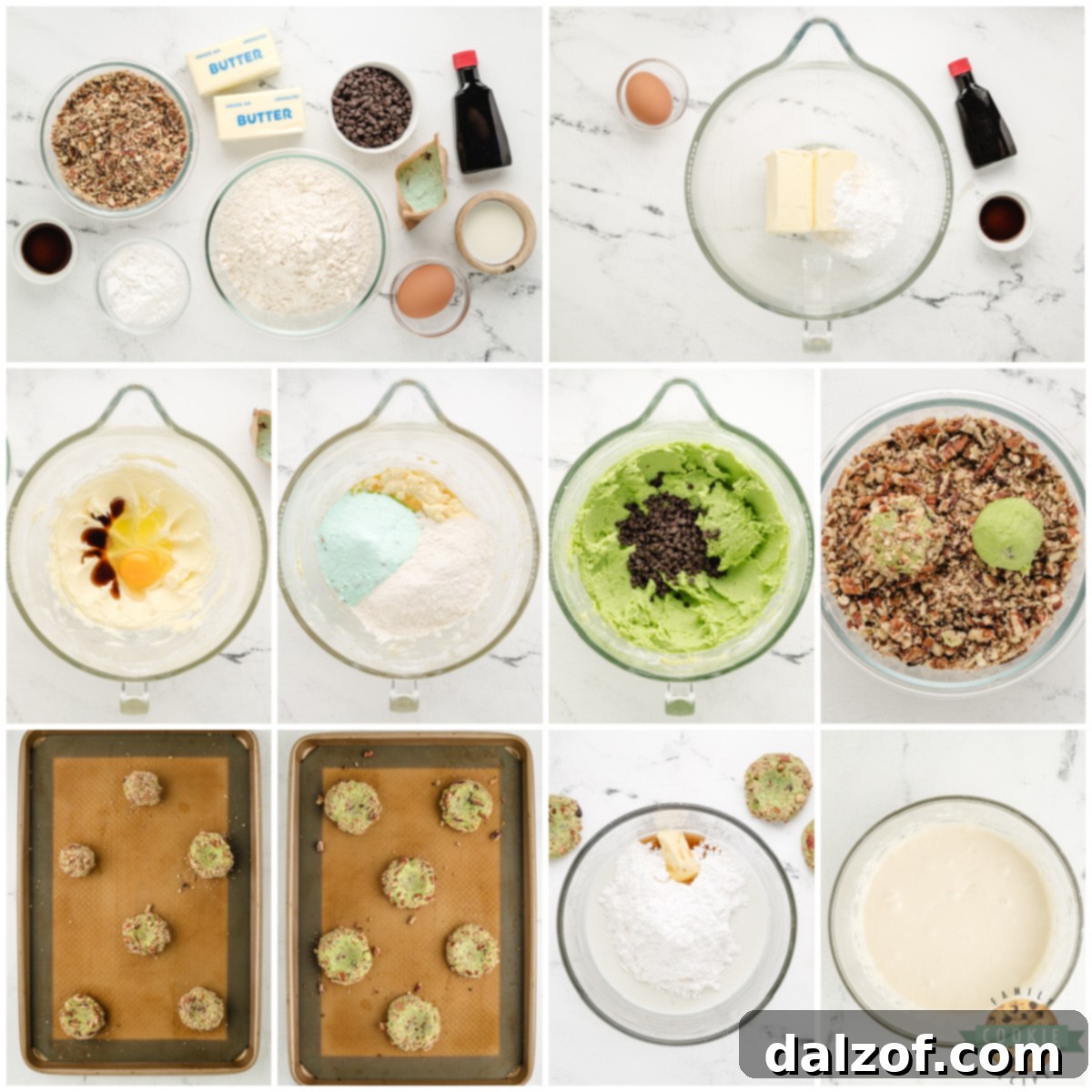 Step by step instructions on how to make Pistachio Thumbprint Cookies.