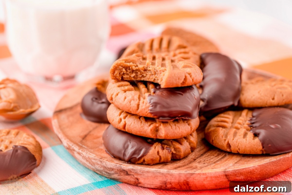 Keto Peanut Butter Cookies dipped in chocolate