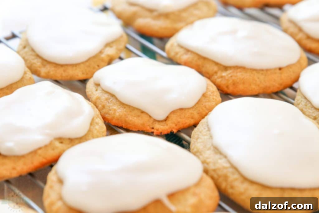 Frozen banana bread cookies being stored in an airtight container