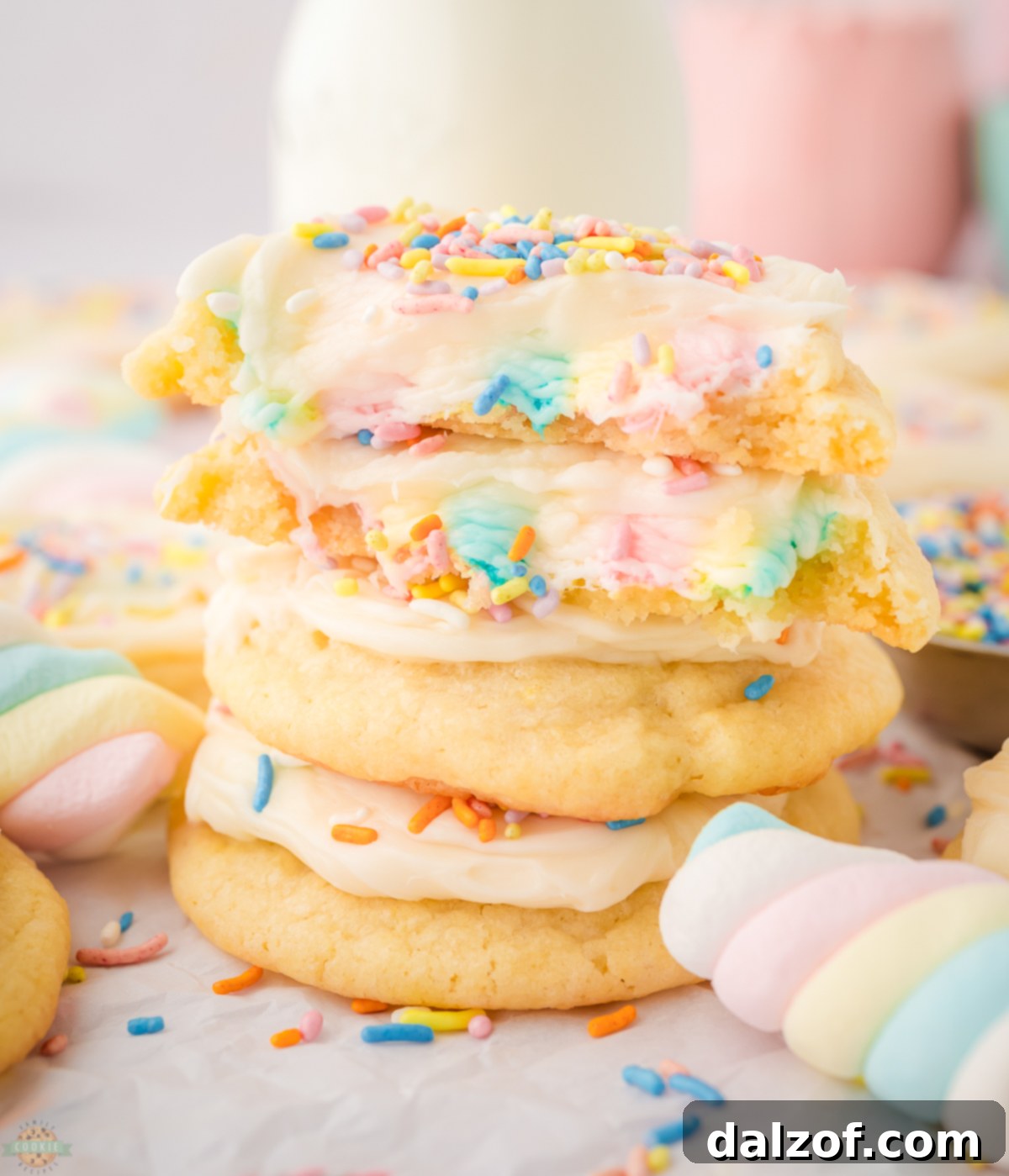 Magical Marshmallow Surprise Cookies, easy recipe with rainbow marshmallows and sprinkles