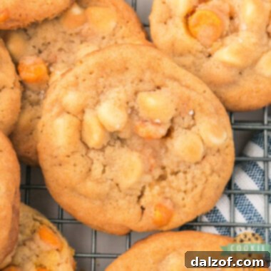 Delicious Salted Caramel White Chocolate Chip Cookies with a soft center