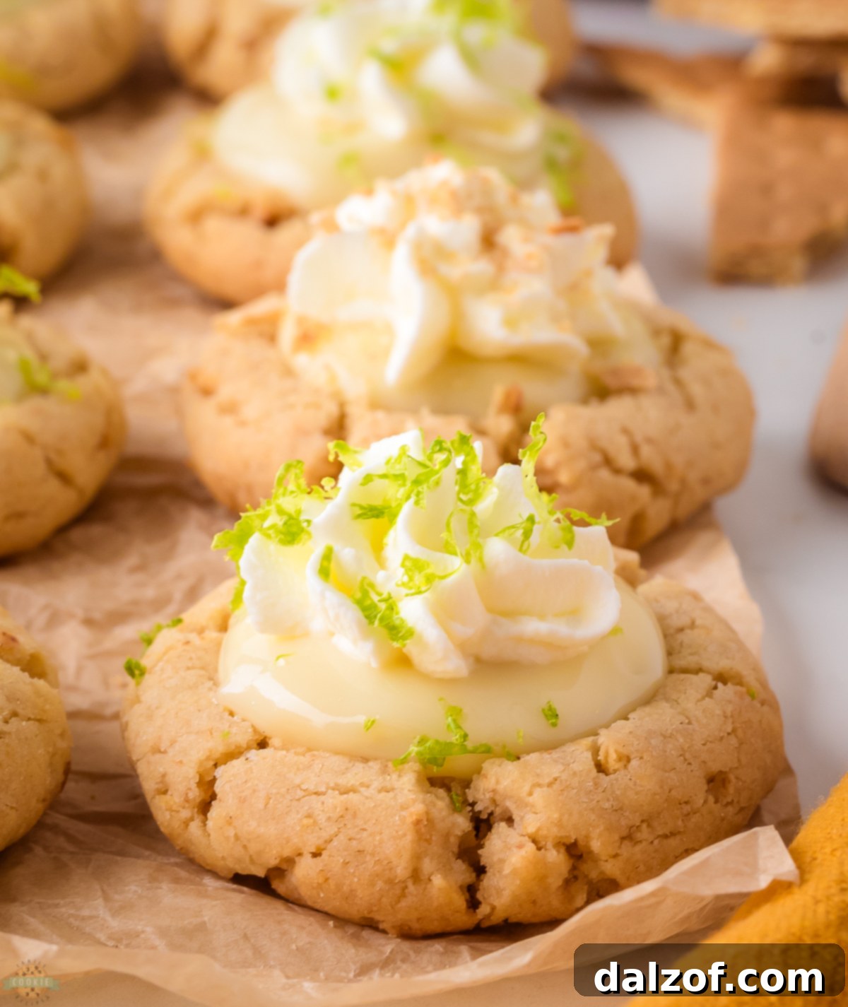 key lime cookies with whipped cream and lime filling