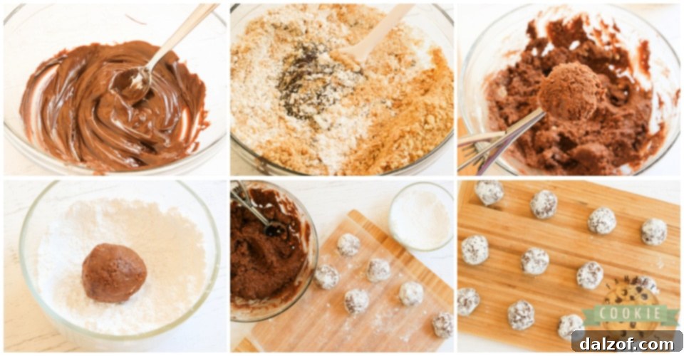 Step-by-step ingredients shown for making No Bake Chocolate Orange Cookies, detailing the process of combining melted chocolate with other elements.