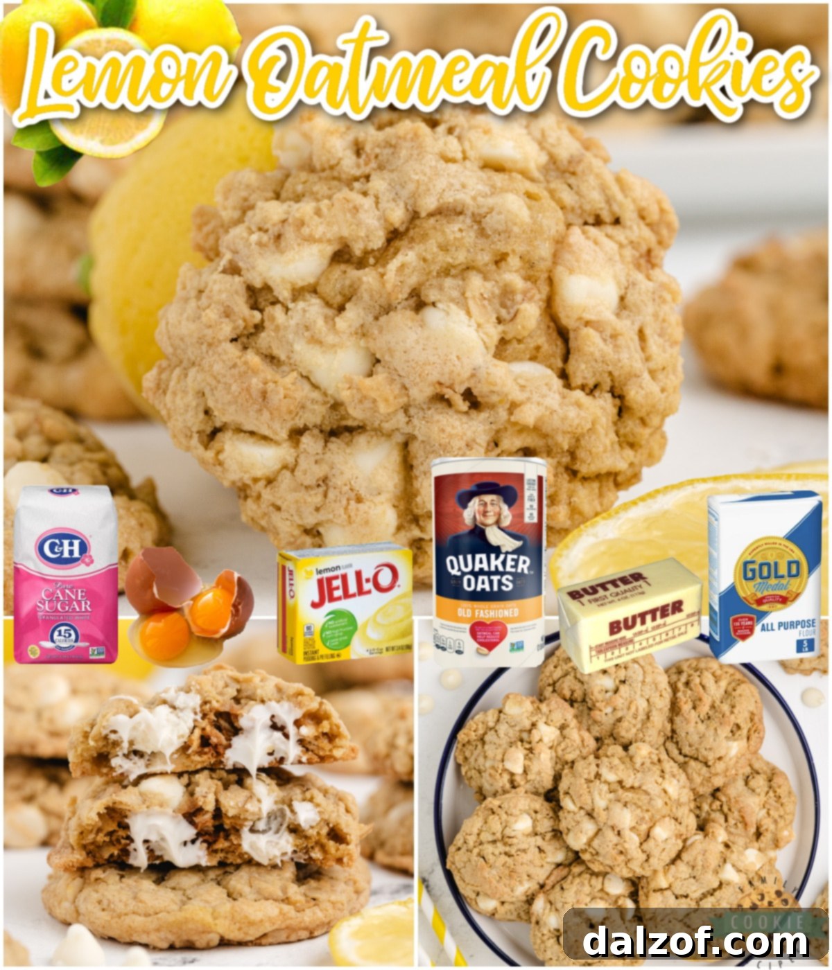 Finished Lemon Oatmeal Cookies displayed attractively.