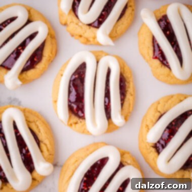 A tray of freshly baked Raspberry Danish Cookies, ready to be enjoyed
