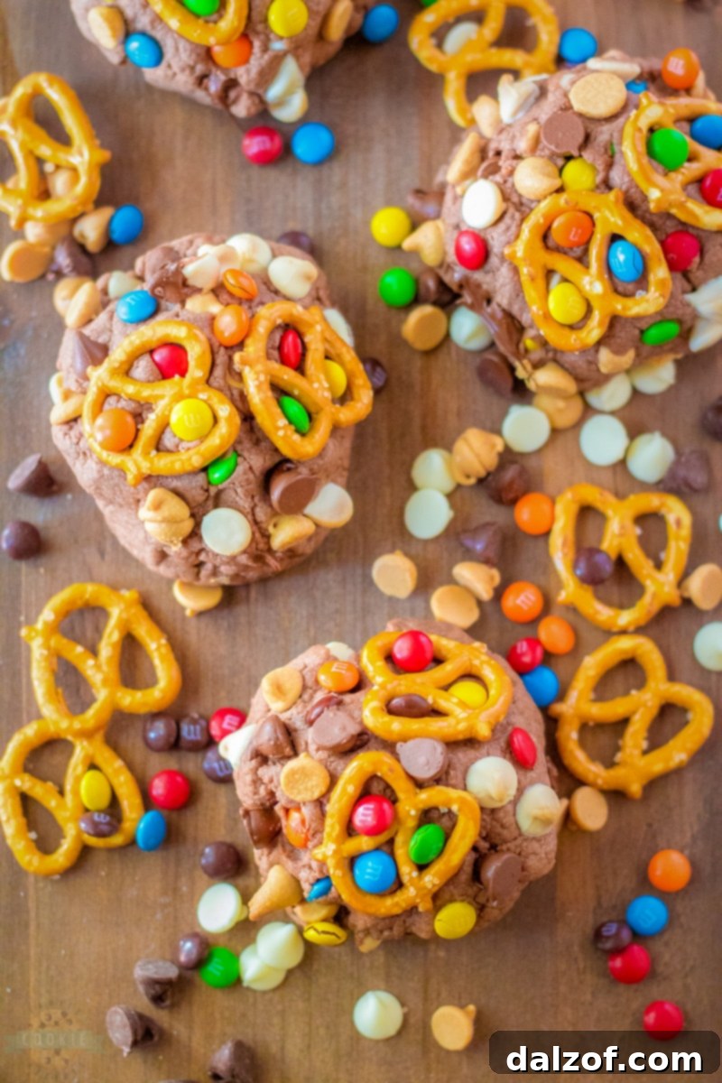 Freshly baked chocolate kitchen sink cookies