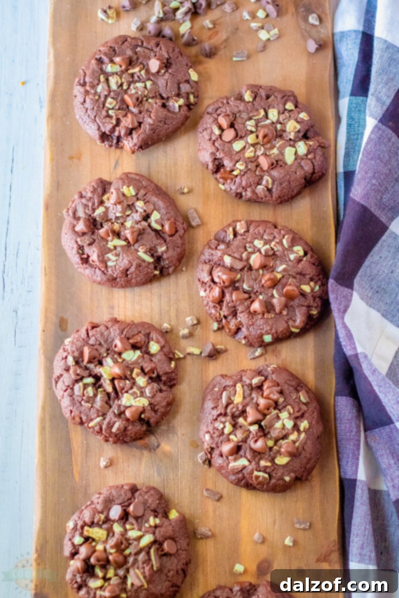 Fudgy Mint Chocolate Brownie Cookies 4 Ingredients for Mint Chocolate Brownie Cookies laid out.