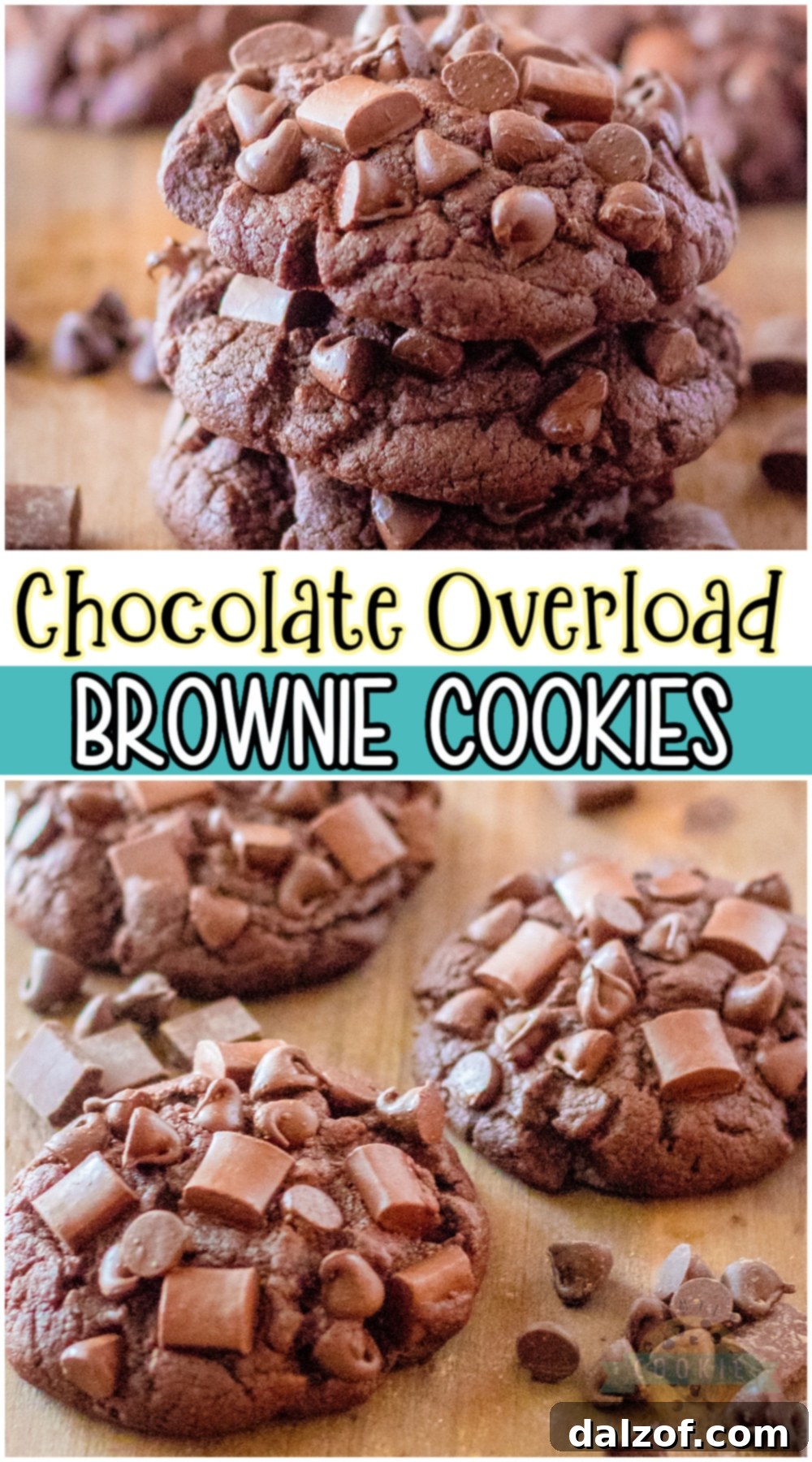 Ultimate Fudgy Brownie Cookies 12 A large pin-worthy image of soft and fudgy Chocolate Brownie Cookies, loaded with chocolate.