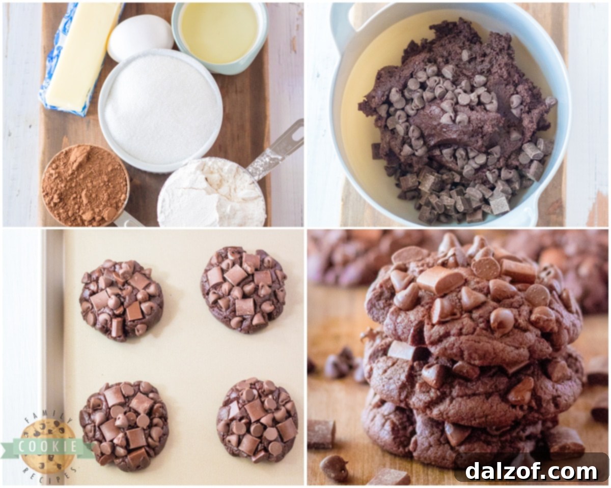 Ultimate Fudgy Brownie Cookies 5 Step-by-step image showing how to mix ingredients for brownie cookies.