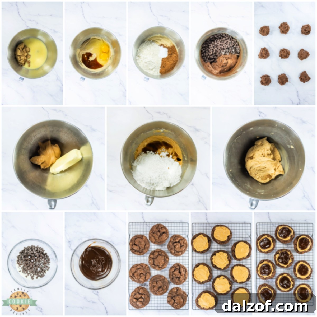 Gourmet Buckeye Brownie Cookies 4 Step-by-step instructions for making delicious Copycat Crumbl Buckeye Brownie Cookies.