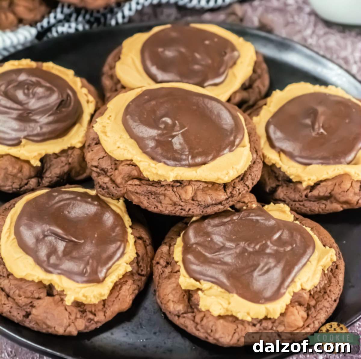 Gourmet Buckeye Brownie Cookies 5 Decadent Crumbl Copycat Buckeye Brownie Cookies, triple-layered treats inspired by classic peanut butter buckeye candy.