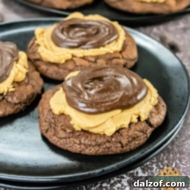 Crumbl Copycat Buckeye Brownie Cookies Recipe Image