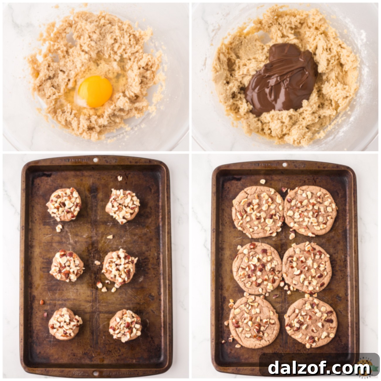 Step-by-step guide on how to make chocolate hazelnut cookies with Nutella.