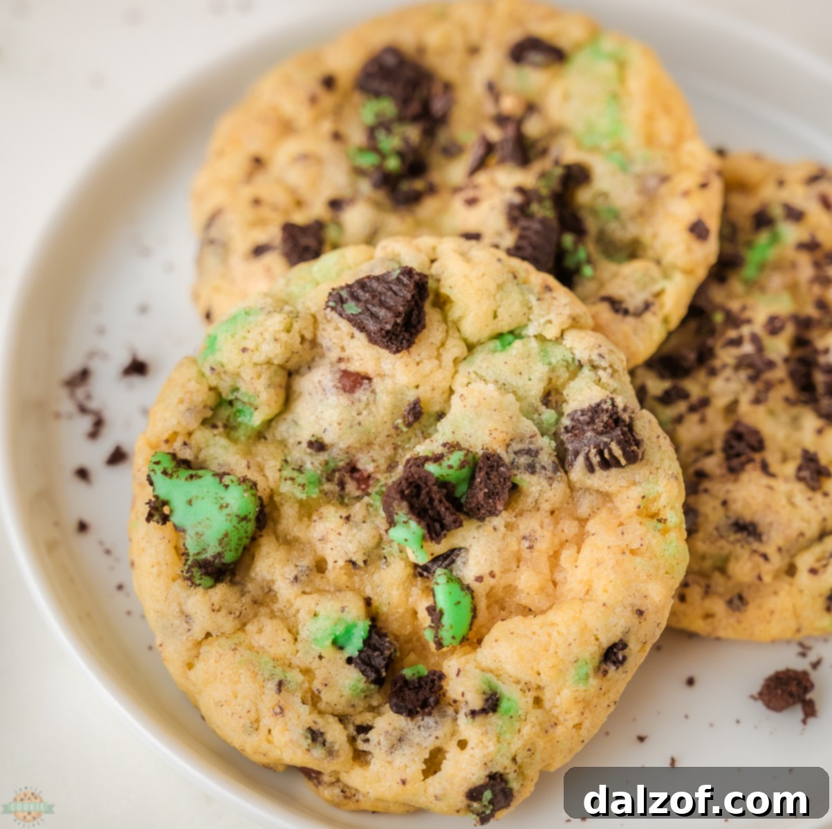 Oreo Mint Chocolate Chip Fusion Cookies 5 chocolate chip cookies with mint oreos in them