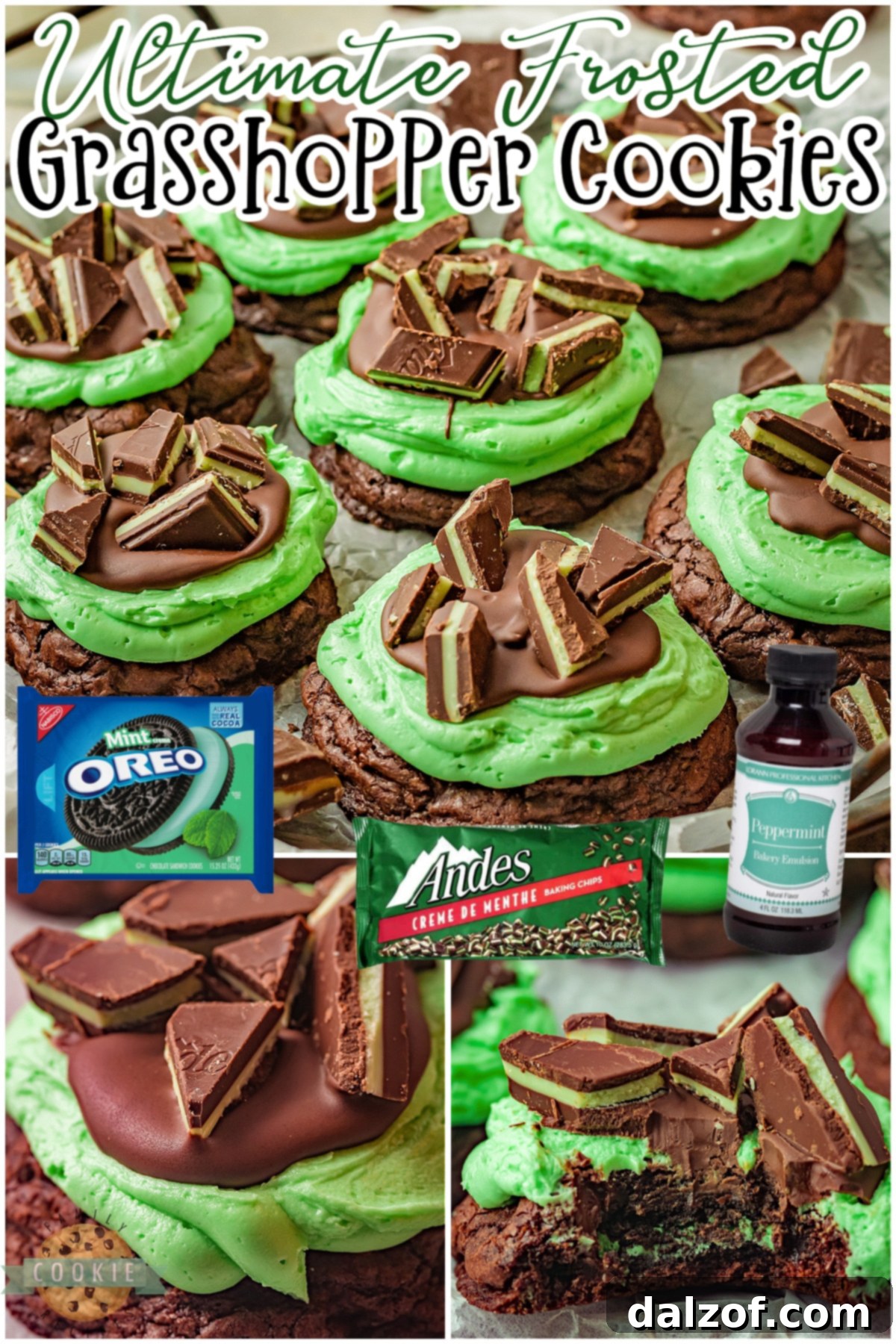 Assortment of Grasshopper Cookies on a serving dish