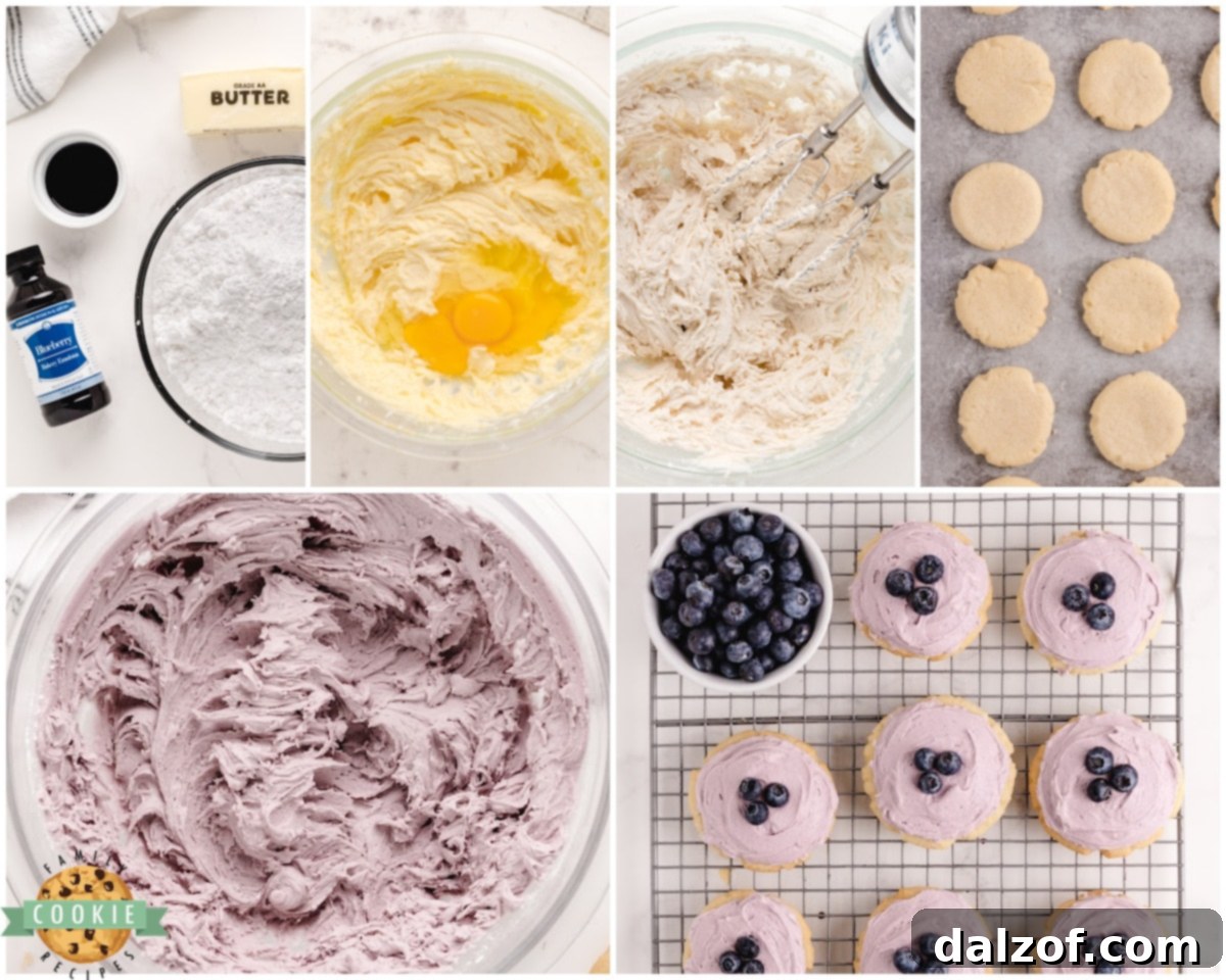 Step-by-step image showing cookie dough being rolled and pressed with a glass.