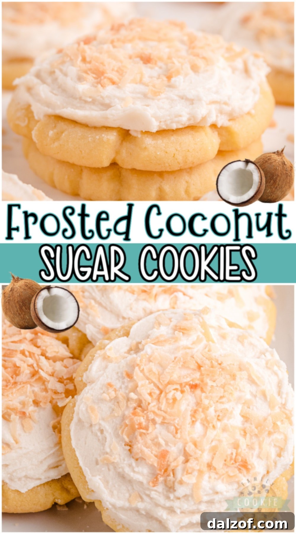 Pinterest pin graphic for Coconut Sugar Cookies