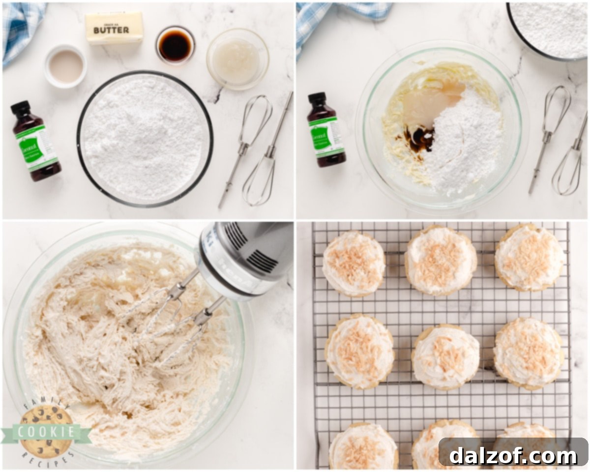 Steps for making coconut sugar cookies