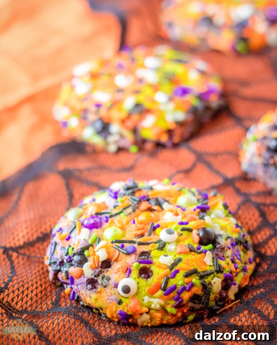 Ingredients for Halloween Sprinkle Cookies laid out on a table, including flour, sugars, butter, and sprinkles.