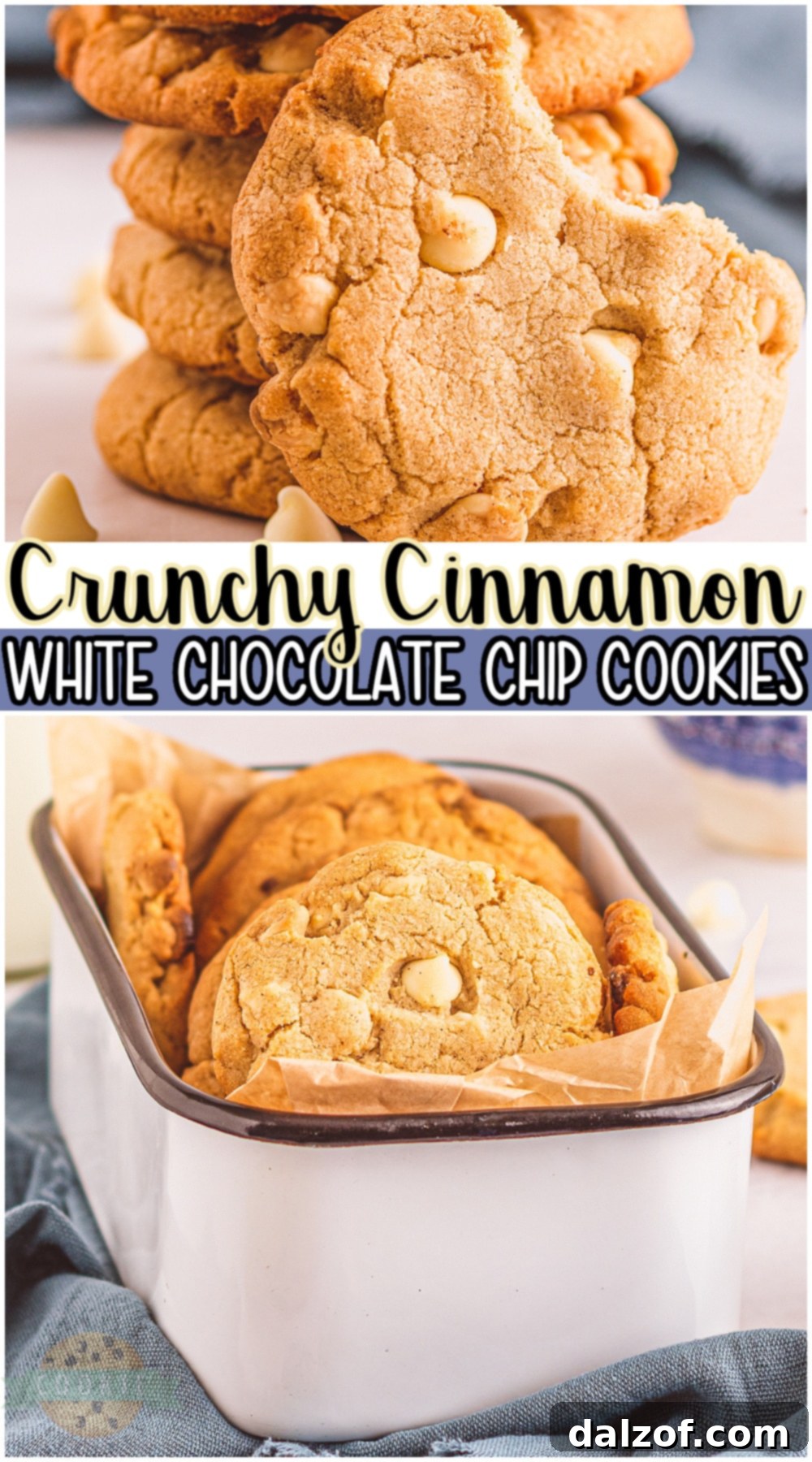 Crunchy white chocolate cinnamon cookies are packed with warm cinnamon flavor and gooey white chocolate chips. A fun twist on classic chocolate chip cookies that are perfect for the holidays!