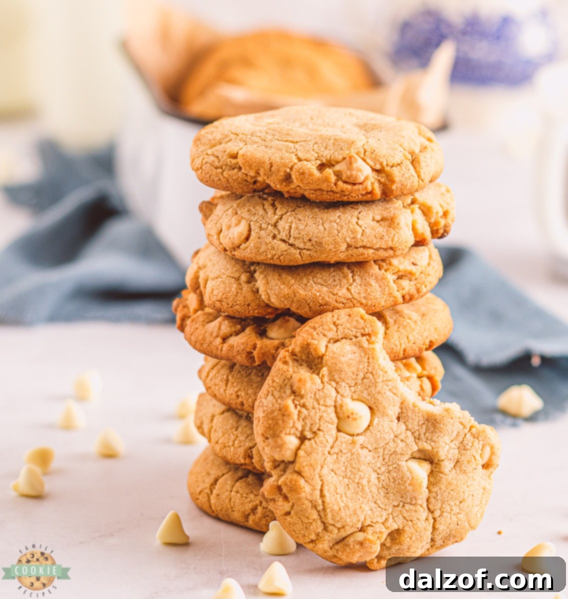 Crunchy cinnamon white chocolate chip cookies cooling on a wire rack