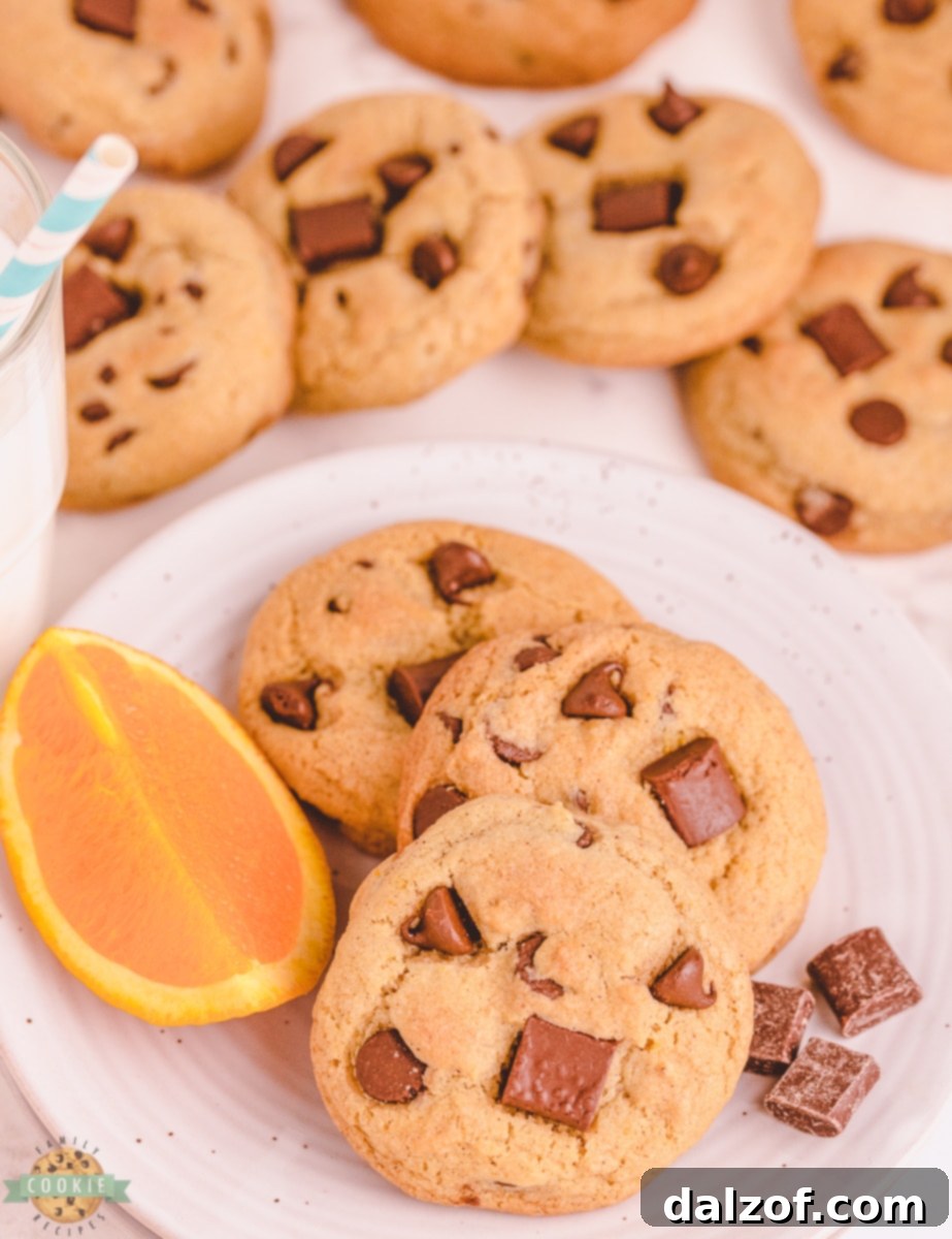 Freshly baked Orange Cinnamon Chocolate Chip Cookies on a cooling rack.