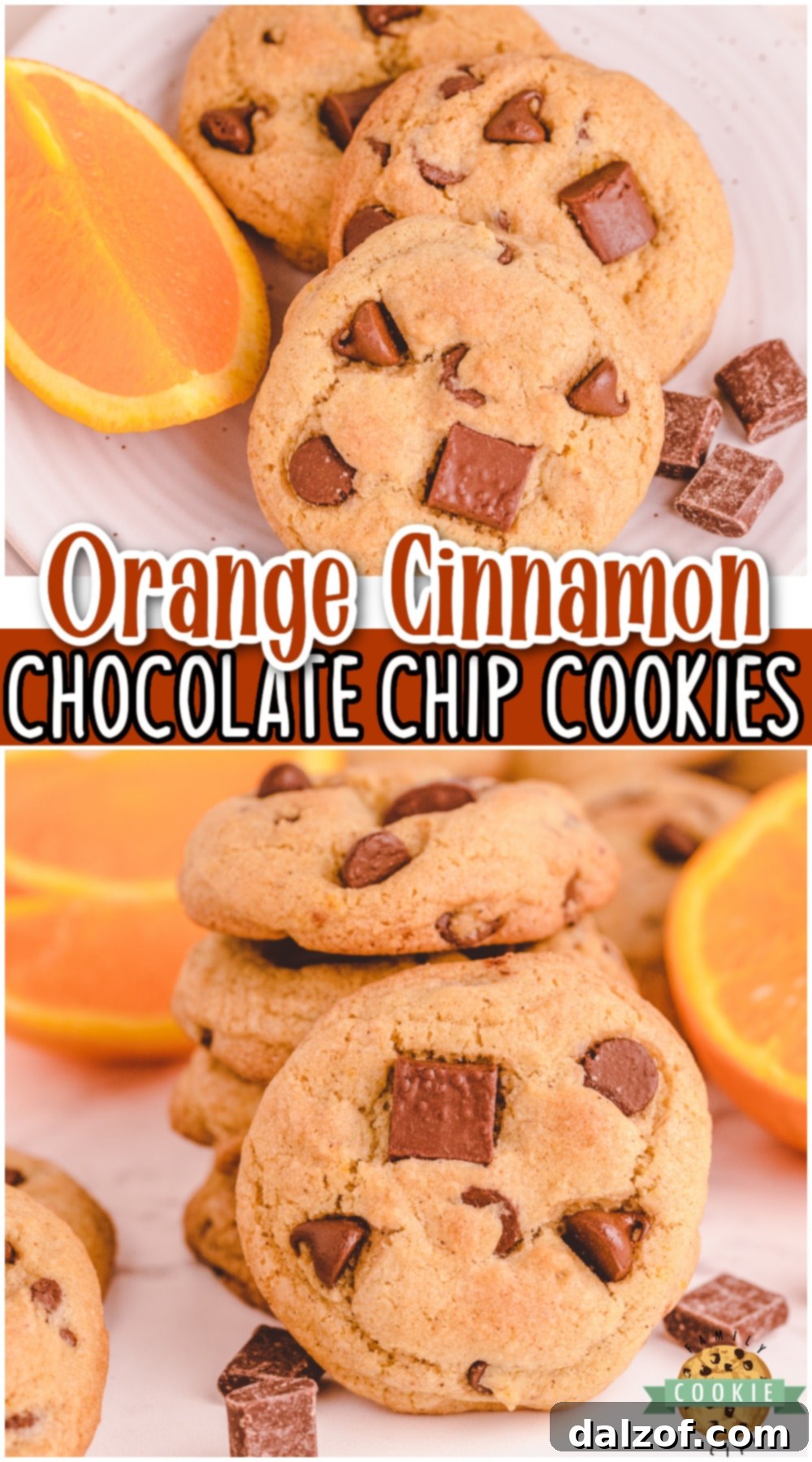 Orange Cinnamon chocolate chip cookies are a wonderful variation on a classic that's perfect for the holidays! Warm cinnamon flavor blends perfectly with bright citrus to compliment these buttery chocolate chip cookies.
