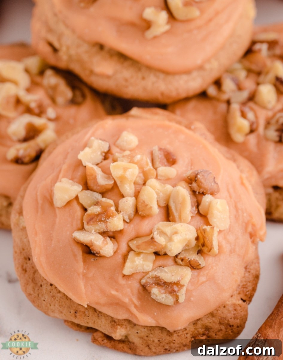 Freshly baked butterscotch apple cookies on a wire rack